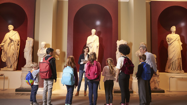 group of students at a museum